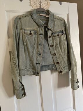 DKNY Light Sage Cropped Denim Jacket